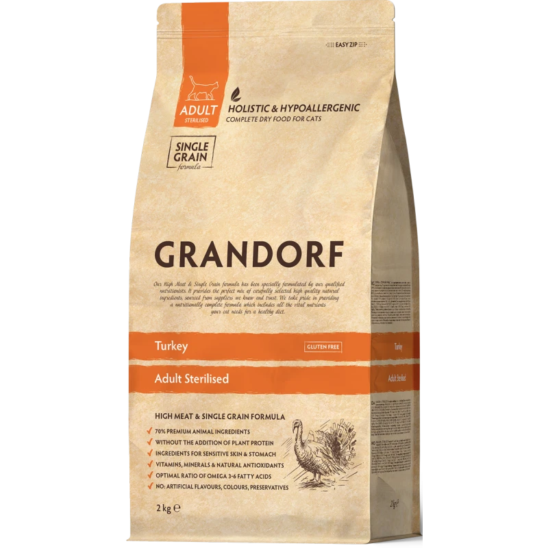 Chat Sterilized - Dinde 2kg - Grandorf 3 Chat Sterilized - Dinde 2kg - Grandorf
