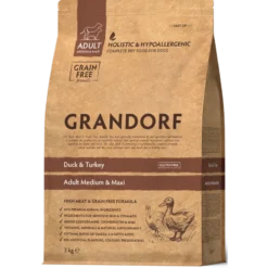 Chien Adult Medium & Maxi Races - Canard Et Dinde 3kg - Grandorf