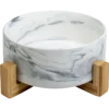 Gamelle En Céramique Blanc Marbré Avec Support En Bambou 1800ml - Animal Boulevard -Promos Vivariux Magasin gamelle en ceramique blanc marbre avec support en bambou 1800ml animal boulevard ab65005 animal boulevard gamelle en ceramique b