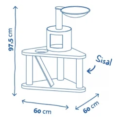 Griffoir Axelle Crème 60x60x95,5cm - Duvo+ -Promos Vivariux Magasin griffoir axelle creme 60x60x955cm duvo 12171 duvo specifications plateau doux hamac abri et panneau peluche et sisal de qualite 1 2