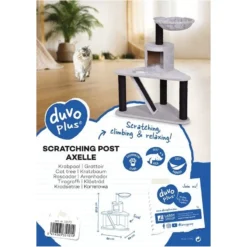 Griffoir Axelle Gris/Noir 60x60x95,5cm - Duvo+ -Promos Vivariux Magasin griffoir axelle gris noir 60x60x955cm duvo 12172a duvo specifications plateau doux hamac abri et panneau peluche et sisal de qua 1