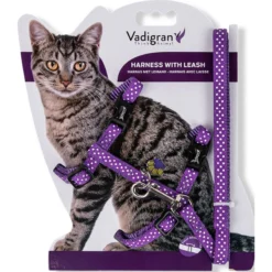 Harnais+Laisse Pois Mauve 15-22/30-32cm+120cm - Vadigran
