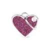 Médaille Shine Coeur Petit Glitter Rose -Promos Vivariux Magasin medaille shine coeur petit glitter rose gl03smallpinkn my family