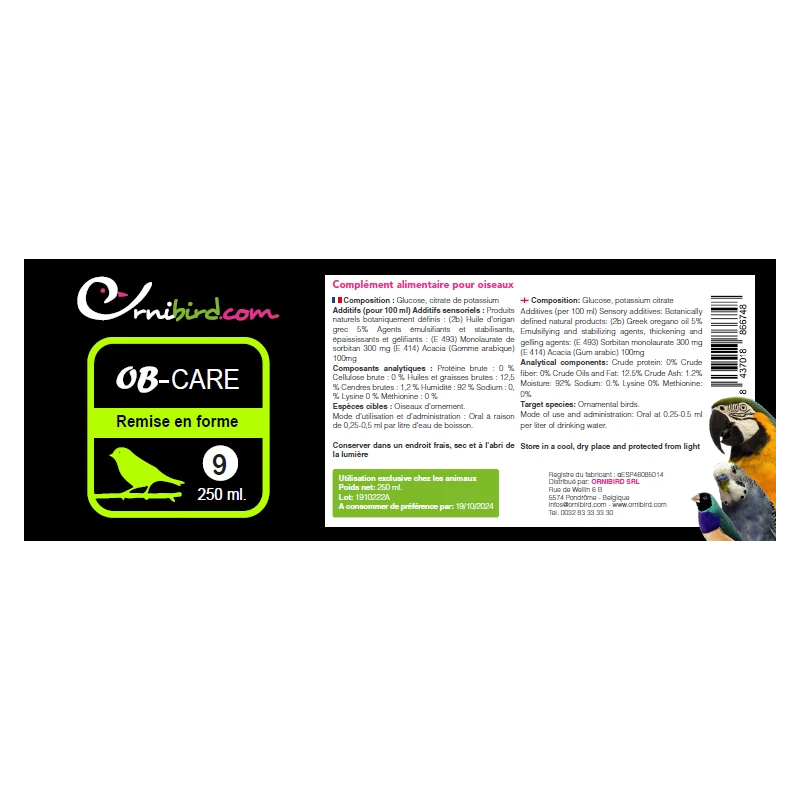 OB-CARE - Remise En Forme 250ml - Ornibird.com 4 OB-CARE - Remise En Forme 250ml - Ornibird.com – Image 2