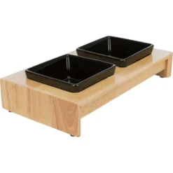 Set De Gamelles Céramique/bois 2x0,2L/28x5x15cm - Trixie -Promos Vivariux Magasin set de gamelles ceramique bois 2x02l 28x5x15cm trixie 24820 trixie set de gamelles ceramique bois 2 gamelles en ceramique avec s 2